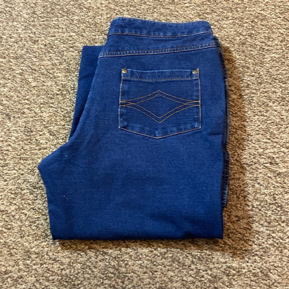 Pajama Jeans Stretch Stylish Blue Jeans with Pink Accents Size Medium